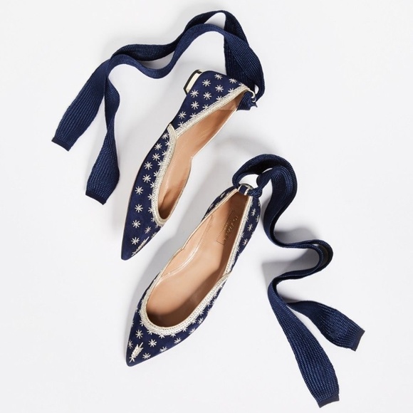 Aquazzura Shoes - SOLD! Aquazzura Bliss Embellished Suede Flats